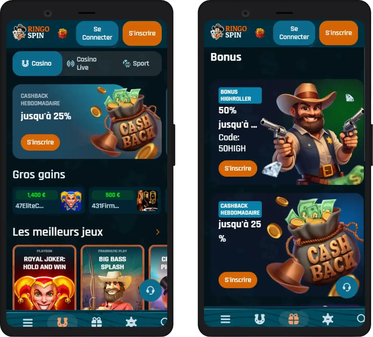 Version mobile optimisée du casino Ringospin