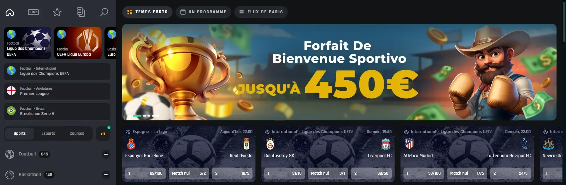 Paris sportifs et cotes sur le site Ringospin