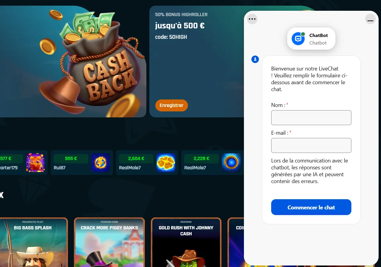 Centre d'aide et contact support Ringospin
